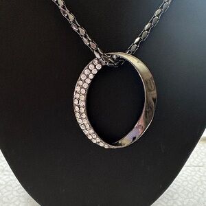 JLo Elegant Silver and Black Pendant Necklace